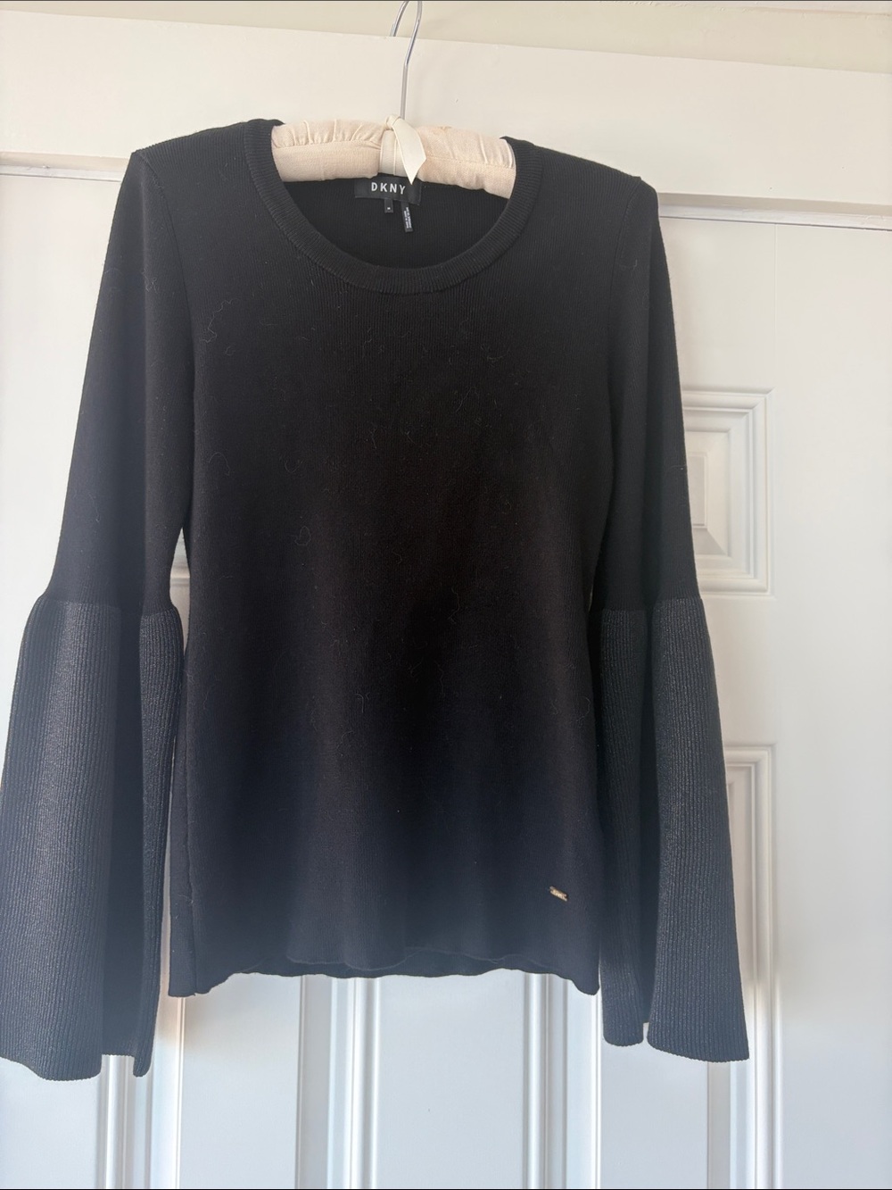 DKNY Black Bell Sleeve Crewneck Sweater